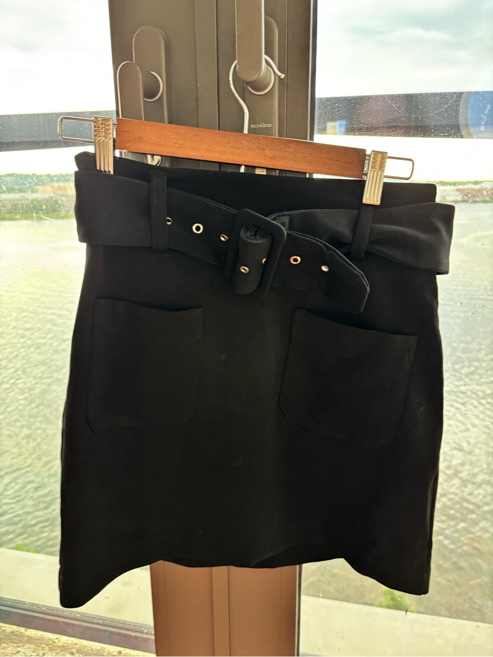 Black Belted Mini Skirt